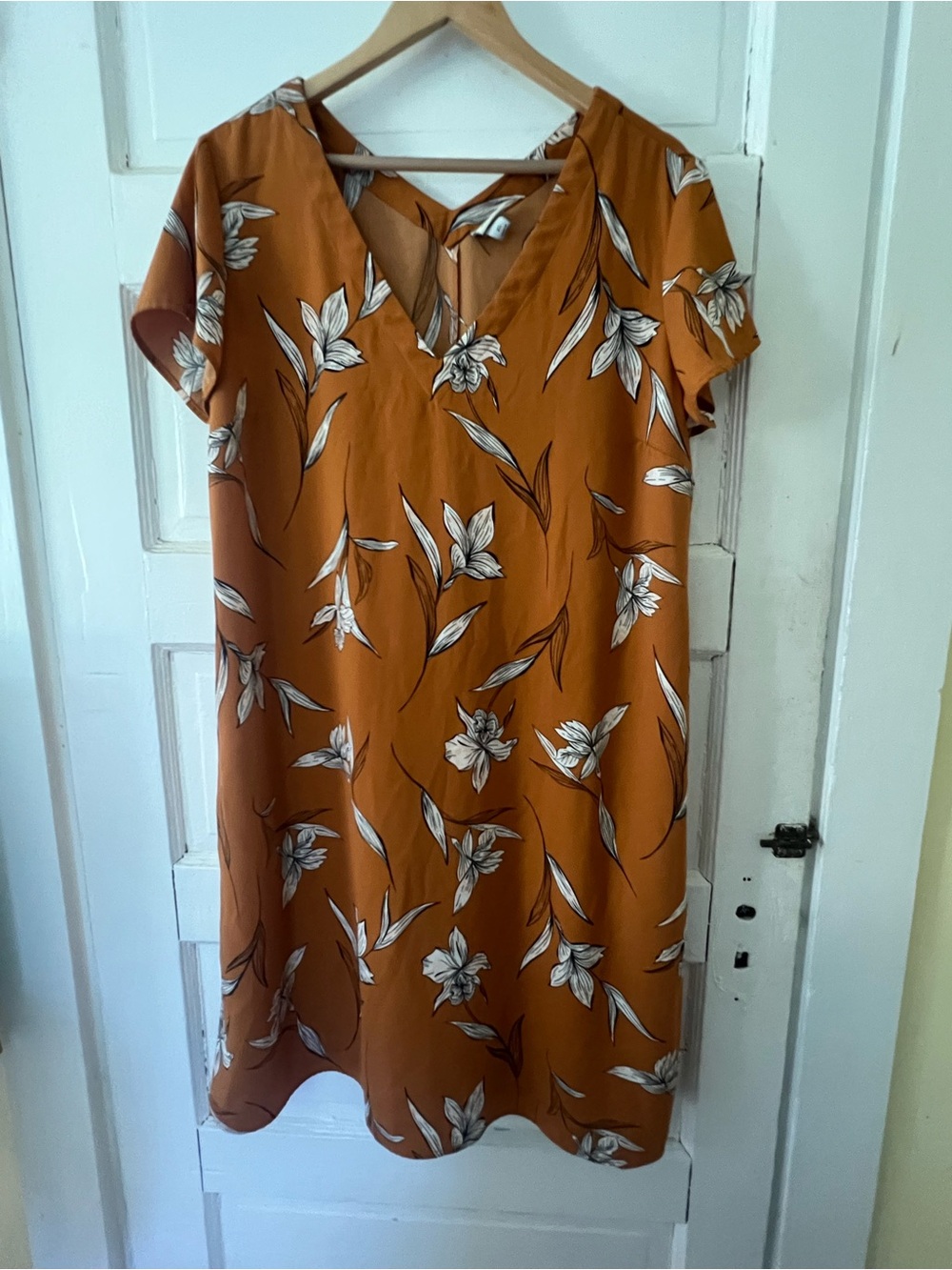 Floral V-Neck Short Sleeve Dress with Pockets